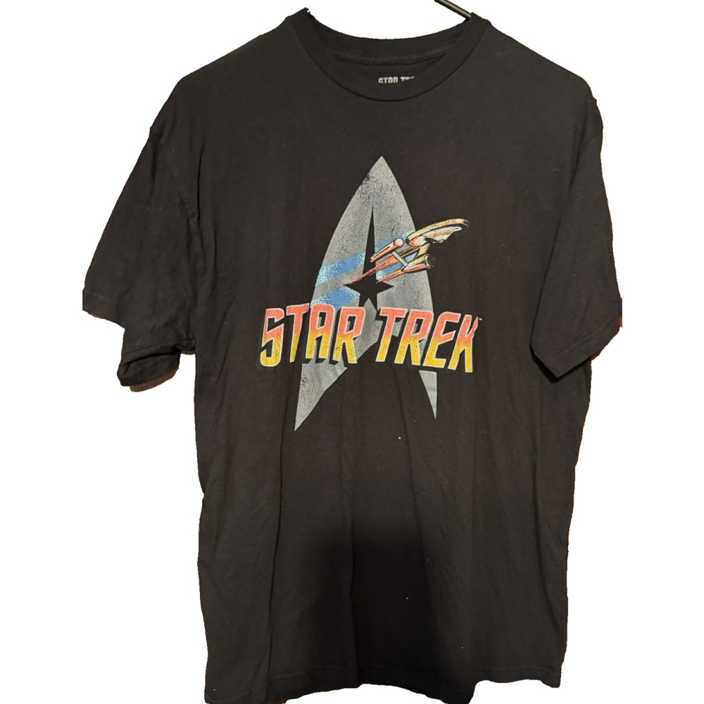 Star Trek Enterprise Logo T-Shirt Men Size L Black